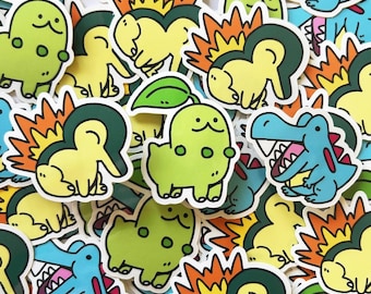 Pocket Creatures Stickers | Johto Starters | Video Game Vinyl Stickers