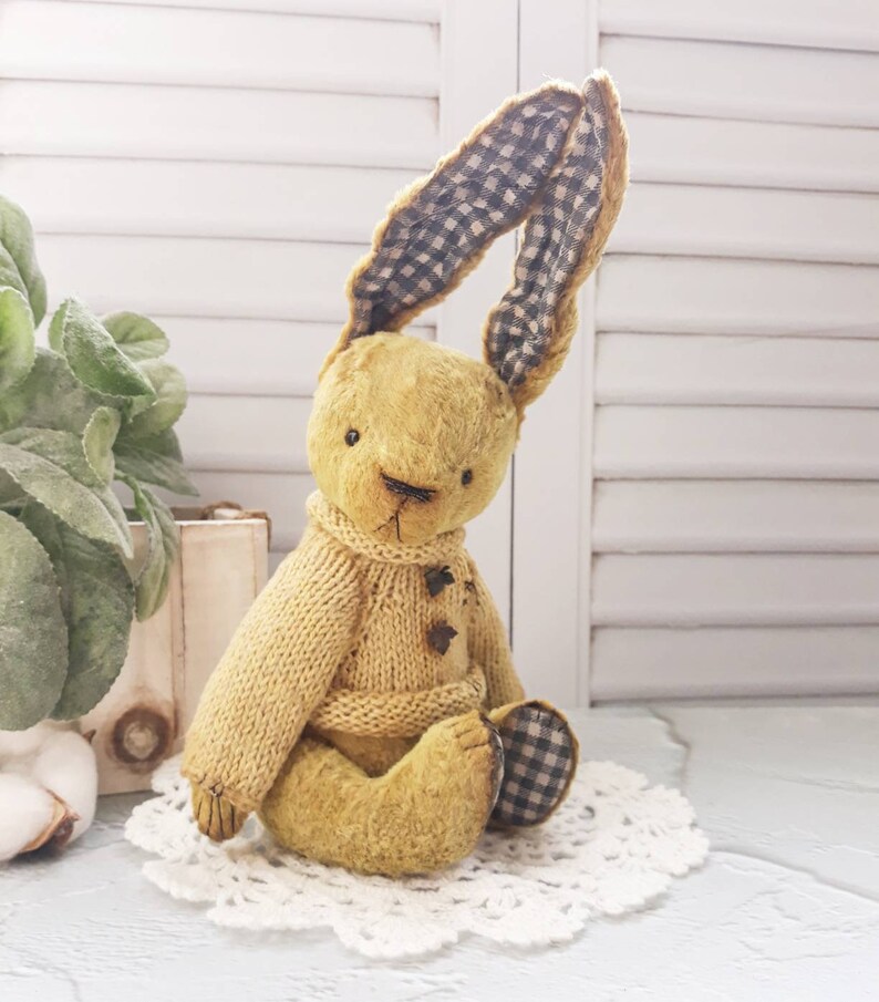 Soft toy rabbit one year anniversary artist Teddy Bear 7th anniversary gift