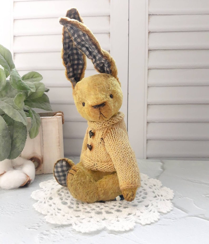 Soft toy rabbit one year anniversary artist Teddy Bear 7th anniversary gift