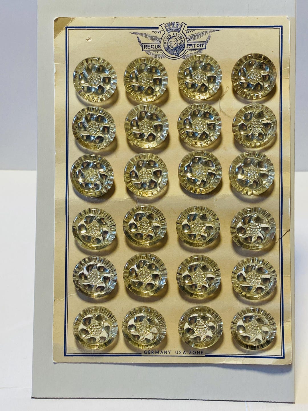 German Vintage Round Mirror Glass Buttons Set of 24 Buttons USA Zone 30 ...