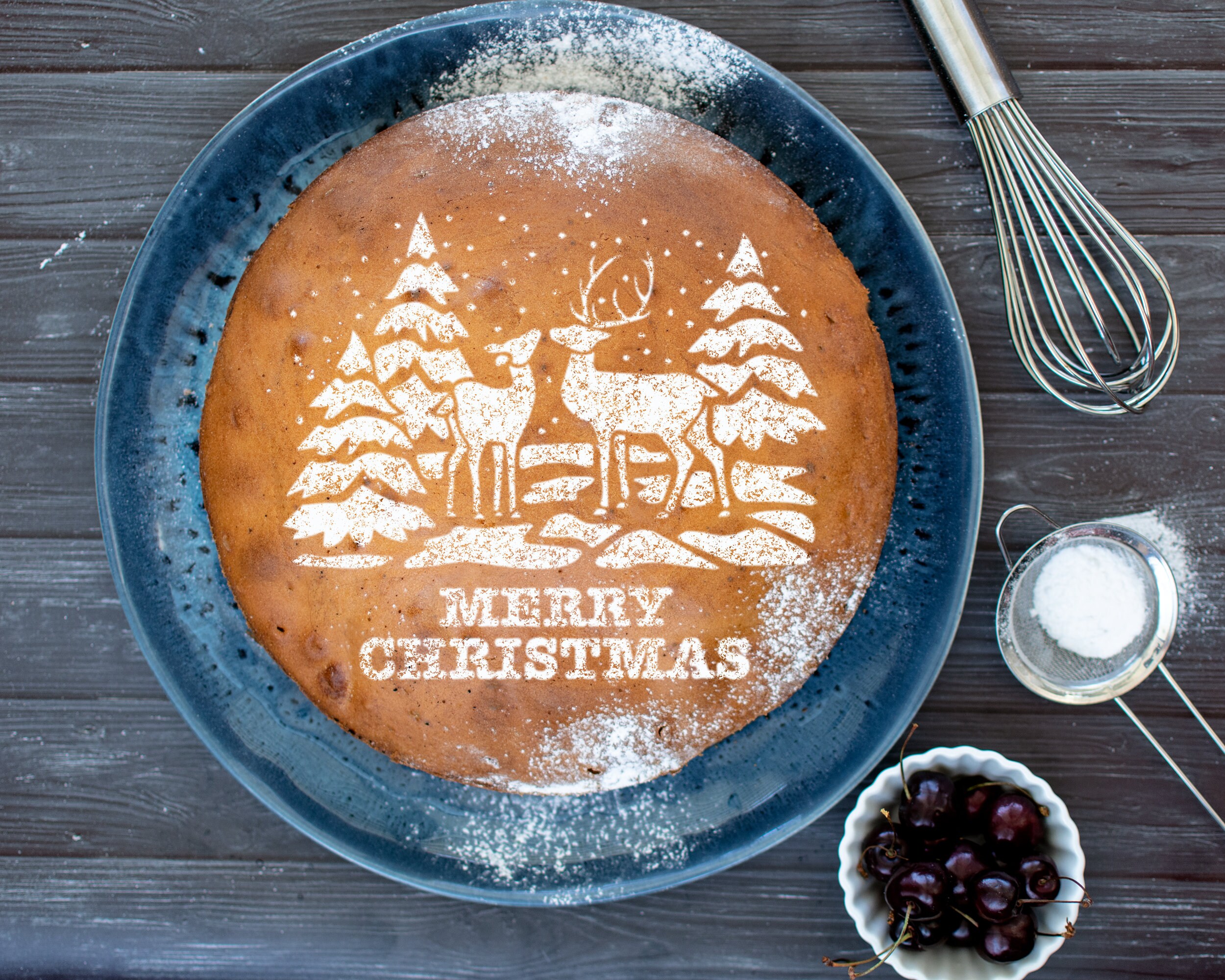 Merry Christmas Cake Stencil EASY Homemade Cake Decoration Etsy