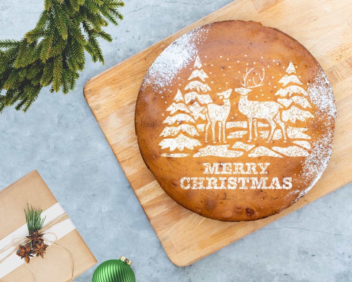 Merry Christmas Cake Stencil EASY Homemade Cake Decoration Etsy