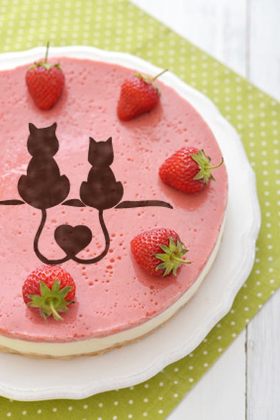 Le Chat Aime Gateau De Pochoir De Gateau Pochoir Rond Pour La Etsy