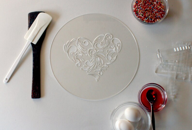 Heart Texture stencil cake Round stencil for cake decoration. Etsy