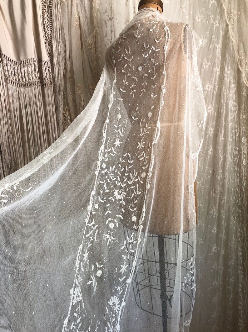 Exquisite Antique Brussels Lace Wedding Veil / Silk Net Lace Etsy