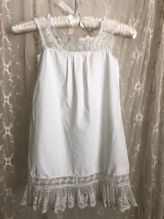 Antique Edwardian Cotton and Lace Little Girls Sl… - image 1