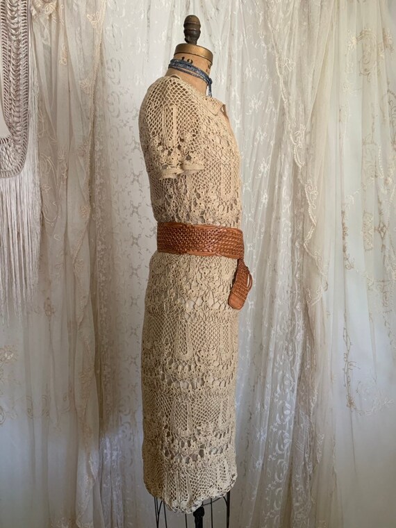 Vintage Hand Crocheted Hippie Dress / Bohemian Dr… - image 6