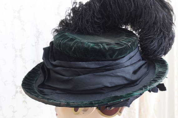 Antique Velvet Hat / 1900s Hat / Steampunk / Victoria… - Gem