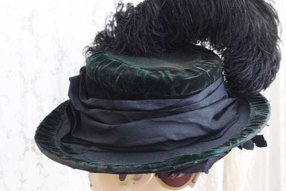 Antique Velvet Hat / 1900s Hat / Steampunk / Vict… - image 9