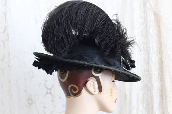 Antique Velvet Hat / 1900s Hat / Steampunk / Vict… - image 6