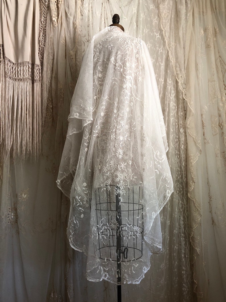 Exquisite Antique Brussels Lace Wedding Veil / Silk Net Lace Etsy