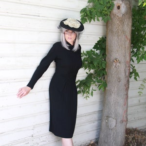 Vintage 1940s Dress / Little Black Dress / Art deco Dress / Rayon / Black / Size Small image 3