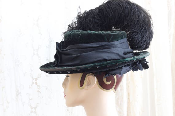 Antique Velvet Hat / 1900s Hat / Steampunk / Vict… - image 8