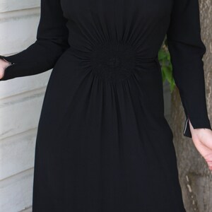 Vintage 1940s Dress / Little Black Dress / Art deco Dress / Rayon / Black / Size Small image 5