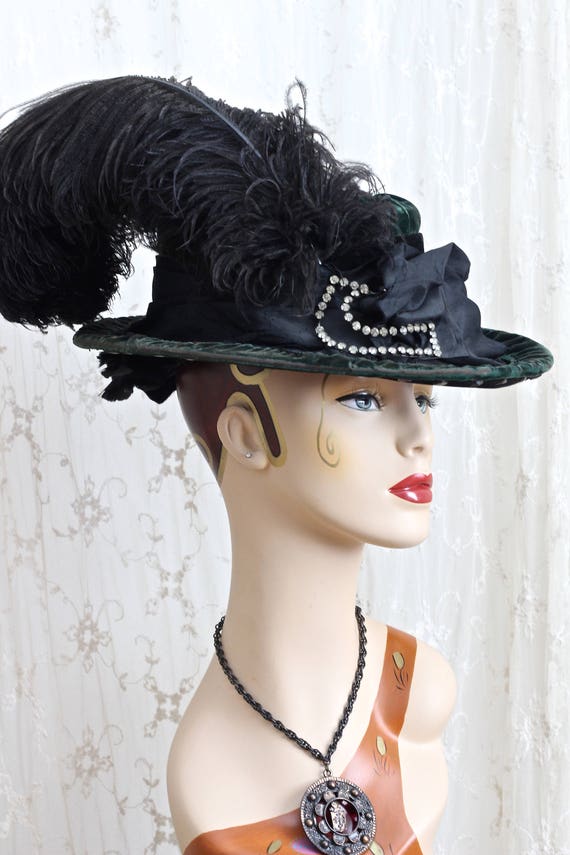 Antique Velvet Hat / 1900s Hat / Steampunk / Vict… - image 5