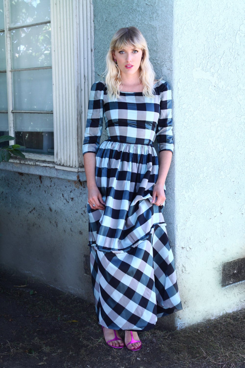 checkered formal dress
