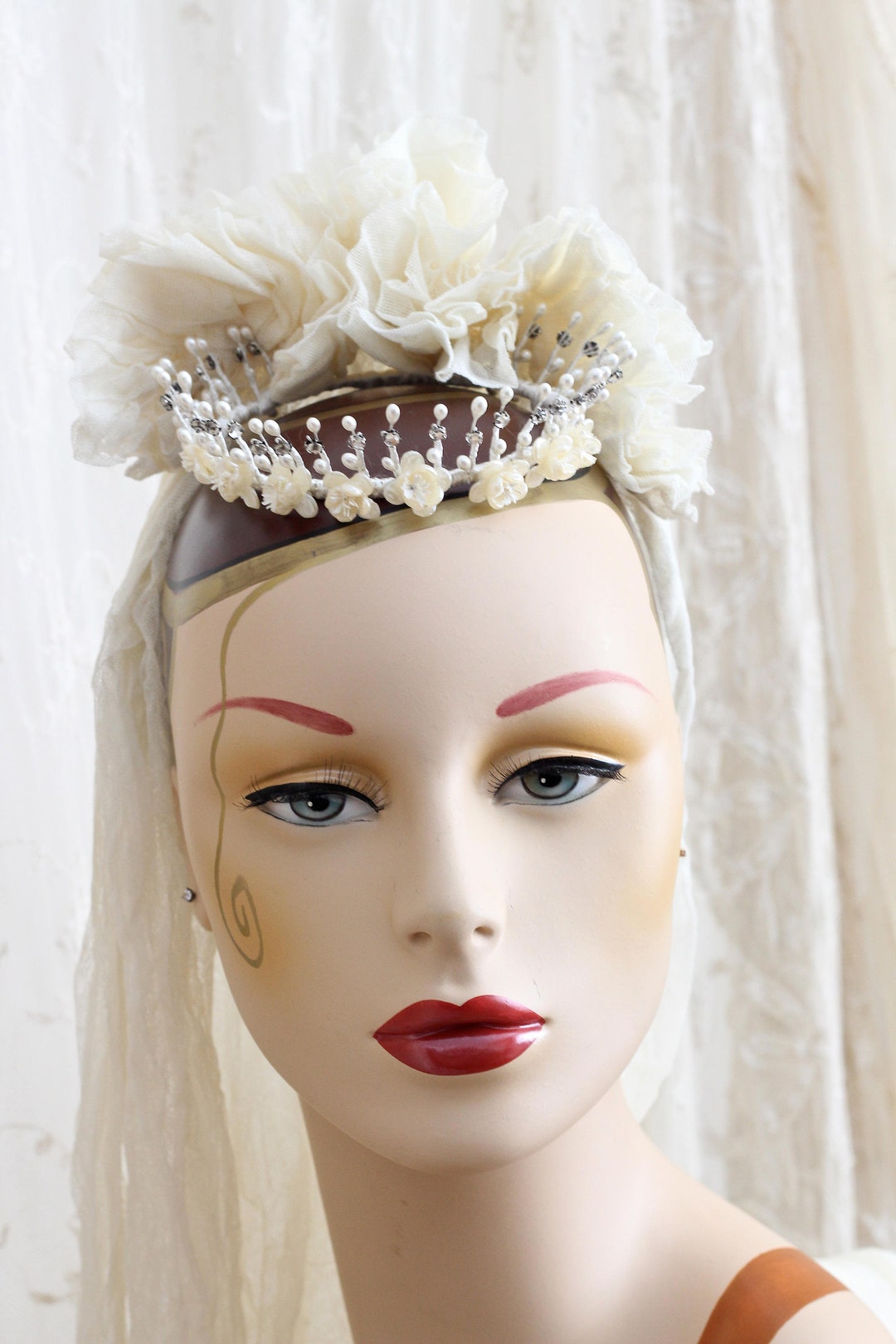 Antique Wax Flower Wedding Tiara / Tiaras and Wreaths / Bridal Etsy