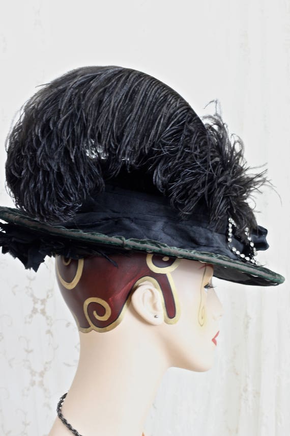 Antique Velvet Hat / 1900s Hat / Steampunk / Victoria… - Gem