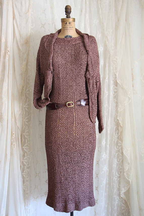 Vintage 1940s Dress / Ribbon Dress & Matching Jack