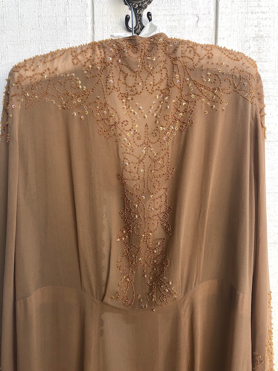 Vintage 1920s Beaded Flapper Dress / Gold / 1920s… - image 4