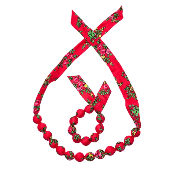 ENSEMBLE collier + bracelet Coraux folkloriques Foulard fait main Pologne 5 couleurs