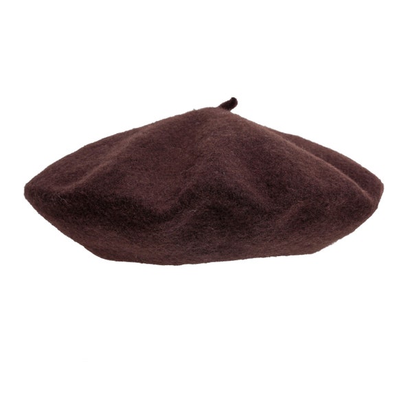 BROWN BERET with cabillou 100% wool french style