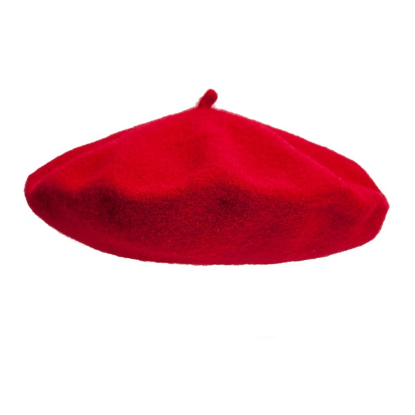 RED BERET with cabillou 100% wool French style