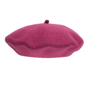 RASPBERRY BERET with cabillou 100% wool song