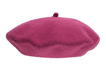 BERET FRAMBOISE avec cabillou chanson 100% laine