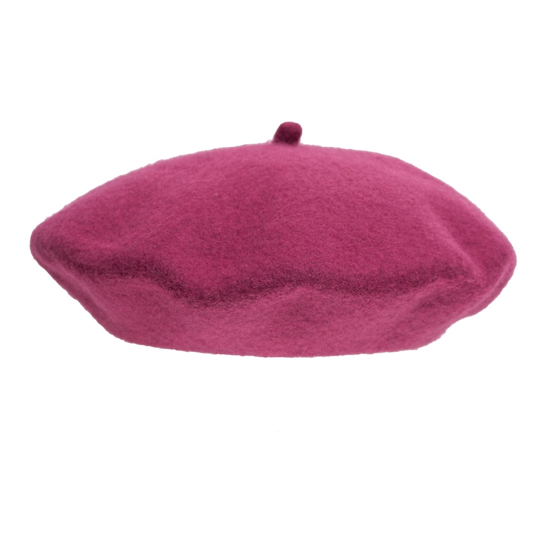 RASPBERRY BERET with cabillou 100% wool song image 1