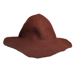 BROWN capeline wool felt semi-capeline Millinery hat