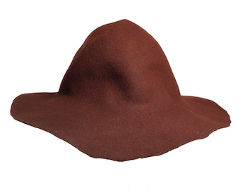 BROWN capeline wool felt semi-capeline Millinery hat