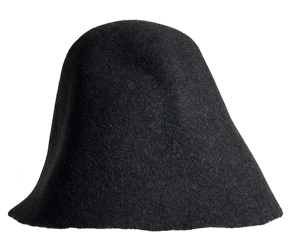 美品　louren melange wool cap black MELANGE BLACK Hood Wool Felt Body Millinery Semi-product Hat
