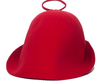 Casquette de SAUNA ROUGE Chapeau fabriqué à la main en Pologne couleurs 100% laine de bain