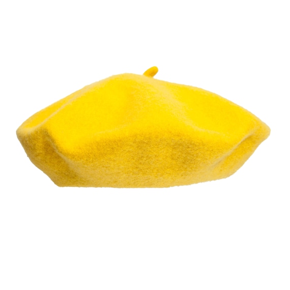 YELLOW BERET with cabillou 100 wool bright French style