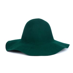 BOTTLE GREEN capeline wool felt semi-capeline Millinery hat