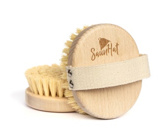 Szczotka do ciała tampico z paskiem, naturalna szczotka do sucha