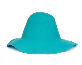 TURQUOISE capeline wool felt semi-capeline Millinery hat