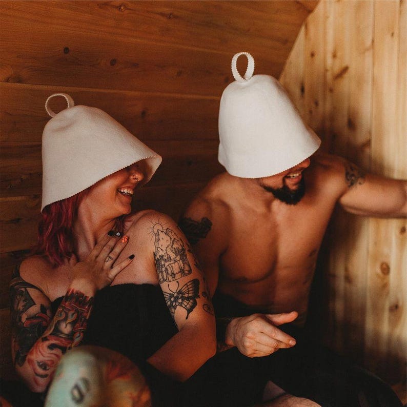 SAUNA Hat LIGHT BLUE 100% wool handmade