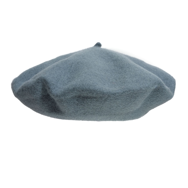 DARK GRAY BERET with cabillou 100% wool French style