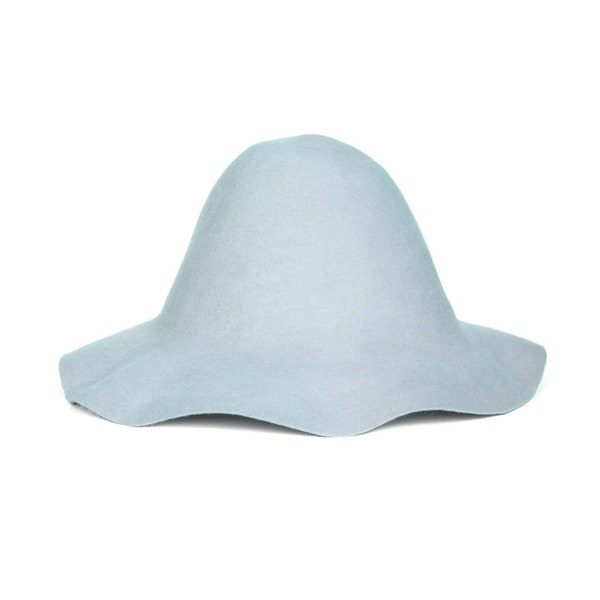 Colori cappuccio in feltro di lana BLU CHIARO per cappello semi-prodotto di modisteria