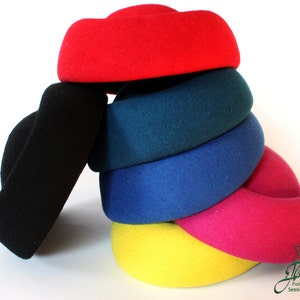 Fascinator hat 100% wool pillbox base Millinery 6 colors