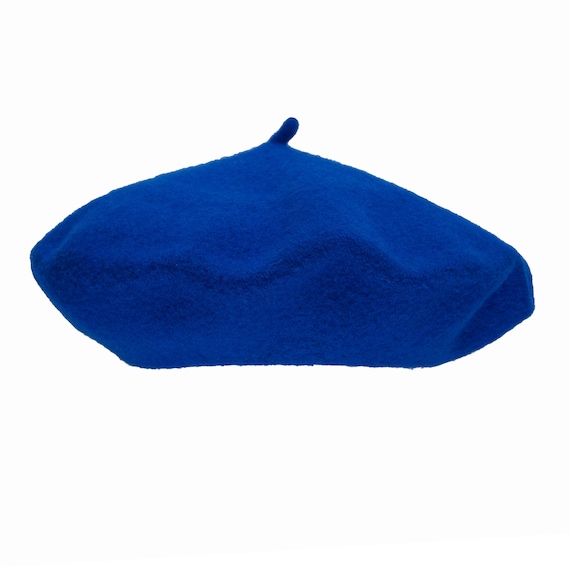 ROYAL BLUE BERET with cabillou 100% wool French style