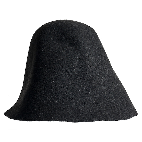 MELANGE BLACK Hood Wool Felt Body Millinery Semi-product Hat