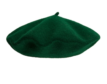 BOTTLEGREEN BERET with cabillou 100% wool French style