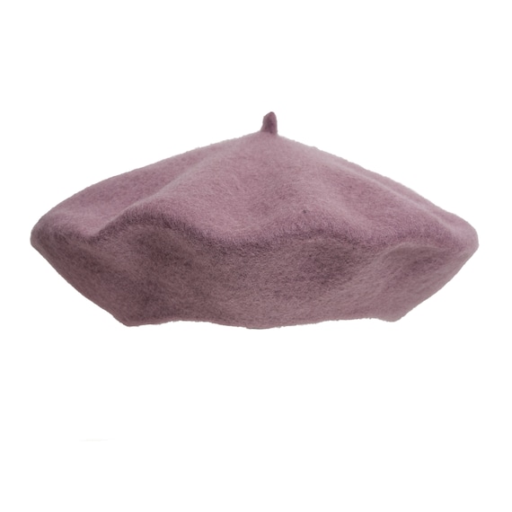 DIRTY PINK BERET With Cabillou Rose 100% Wool French Style  display picture 3