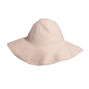 BEIGE capeline wool felt semi-capeline Millinery hat
