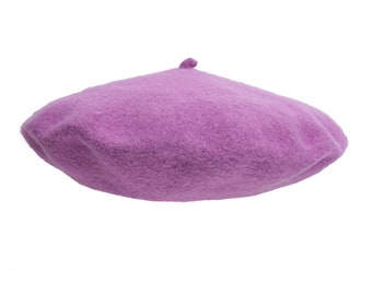 LAVENDER BERET with cabillou 100% wool French style