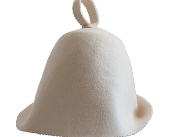 SAUNA Cap WHITE Hat HandMade in Poland colors 100% wool bath