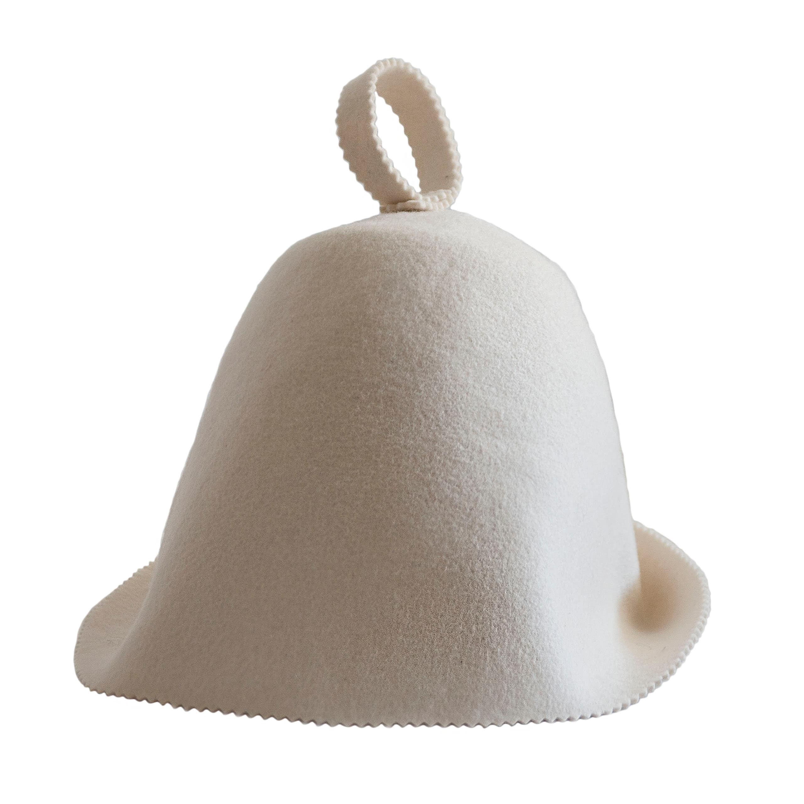 RussianBear White Wool Hat for Sauna Banya Bath House Bathhouse Head Protection 